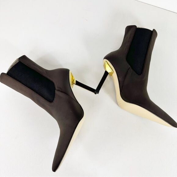 NEW Good American High Kickstand Neoprene Bootie Chocolate Brown Size 9 - Picture 7 of 14